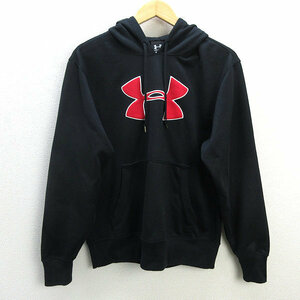 s■アンダーアーマー/UNDER ARMOUR ビッグロゴ プルオーバーパーカー【M】黒/MENS/87【中古】