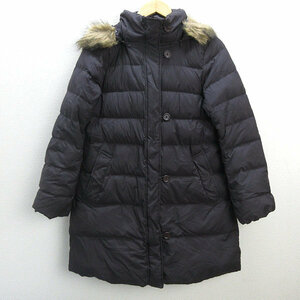 s■ユニクロ/UNIQLO ダウンAラインコート JKT 072647【L】茶系/LADIES/137【中古】