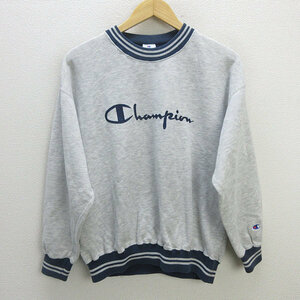 z■チャンピオン/champion ロゴ刺繍スウェットシャツ【L】灰/men's/20【中古】■