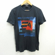 y■エンポリオアルマーニ/EMPORIO ARMANI メンズ EA7 クルーネック 半袖 Tシャツ 3YPTD0■灰【M】MENS/45【中古】_画像1