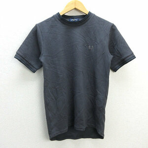 z# Fred Perry /FRED PERRY SOLOTEX crew neck T-shirt Logo embroidery FZ1858[S] ash series /men's/44[ used ]#