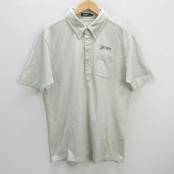 z# Srixon /SRIXON короткий рукав BD рубашка-поло / Golf одежда [L] незначительный зеленый /men's/25[ б/у ]#