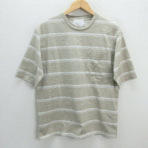 z■アーバンリサーチ/URBAN RESEARCH DOORS 半袖マルチボーダーTシャツ【37】ベージュ/men's/38【中古】_画像1