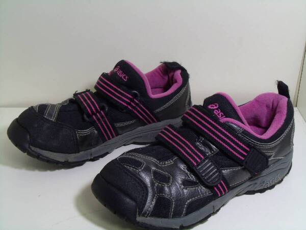 全国送料無料 超レアモデル !! アシックス ASICS 子供 キッズ 男&女の子 メッシュ 黒Xピンク色 アウトドア スニーカー 19cm