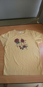 半袖 Tシャツ 黄色 イエロー レディース Fサイズ バラの花