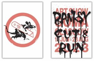 Banksy 『 CUT & RUN 』 展覧会 会場 限定 公式 ポスター 2枚 セット バンクシー オフセット リトグラフ