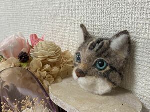 Ryan☆ハンドメイド羊毛フェルト☆ブローチorマグネット☆キジトラ猫☆ねこ☆ハンドメイド☆