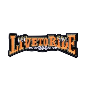 LIVETORIDE　刺繍ワッペン　アイロンワッペン　バイクウェア　バイク　ハーレー　アメリカン　カスタム　LIVE TO RIDE (30cm*11㎝ )A