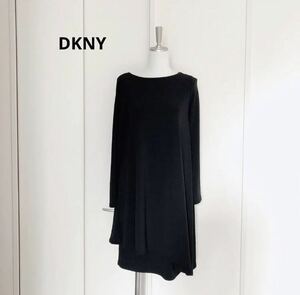 美品　DKNY ダナキャラン　デザイン　変形　ワンピース　ドレス　ブラック　S