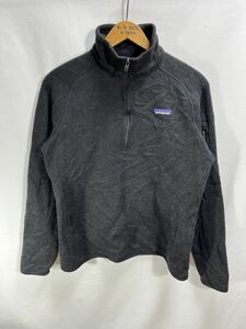 ■ 小さめサイズ 00s 2017年製 patagonia パタゴニア 裏地 フリース ハーフジップ プルオーバー 古着 サイズM ブラック アメカジ ■