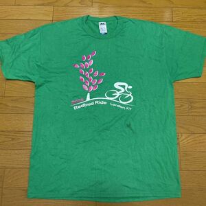 送料無料■JRUSSELL ラッセル 自転車 ロードバイク グリーン 半袖 Tシャツ サイズ XL US古着