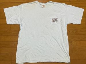 送料無料■ライトブルー 水色 バックプリント ドリンク 半袖 Tシャツ サイズ XL US古着