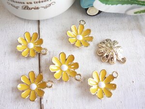  charm . flower yellow color 5 piece insertion ( #3734) colorful handicrafts parts handmade materials 