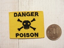 ワッペン　危険　看板　ミニワッペン　ミニアイロンワッペン　毒　DANGER POISON　標識　　#0081_画像2