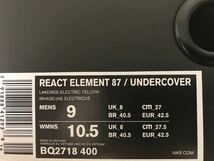 UNDERCOVER × NIKE REACT ELEMENT 87 YELLOW US9/27cm 2018/9/13発売 SNKRS購入 国内正規新品 アンダーカバー ナイキ リアクト エレメント_画像7
