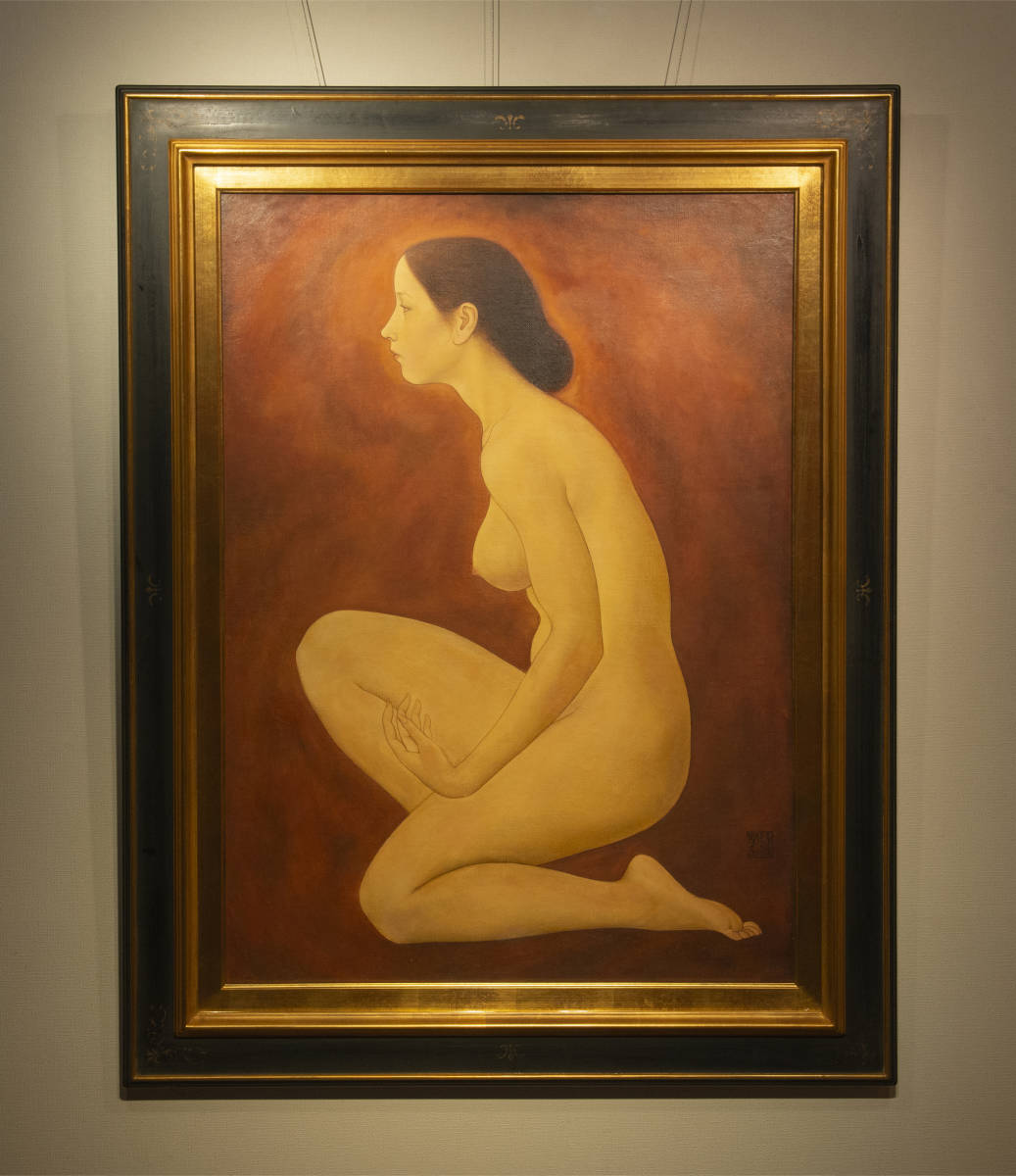 Xue Yanqun, 1987, Kniender weiblicher Körper, ausgestellt auf der China Jiade Exhibition, Ölgemälde, gerahmt, zertifiziert authentisch, Chinesisch, Malerei, zeitgenössische Kunst, Malerei, Ölgemälde, Porträts
