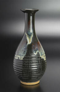 宋 黑釉&#34013;斑玉&#22774;春瓶 共箱 中国 古美術
