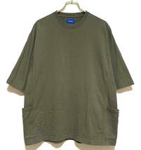 BEAMS サイドポケット ビッグ Tシャツ（XL）オリーブ ビームス オーバー サイズ ドロップショルダー ヘビーウェイト 厚手 半袖_画像1
