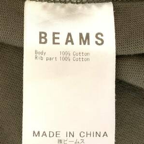 BEAMS サイドポケット ビッグ Tシャツ（S）オリーブ ビームス オーバー サイズ ドロップショルダー ヘビーウェイト 厚手 半袖の画像4