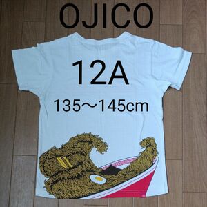 OJICO　ラーメン　半袖Tシャツ　12A　140cm前後　オジコ　葛飾北斎　浪裏　おもしろTシャツ　ユニーク 面白Tシャツ　拉麺