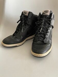 レザー ナイキ スニーカー ダンクハイ 23.5cm 黒 エアー ハイカット NIKE ナイキエアジョーダン HIGH