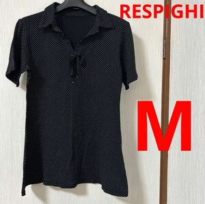 RESPIGHI FEMME レスピーギ　ドット柄カットソー　ブラウス　綿100％ 日本製 M