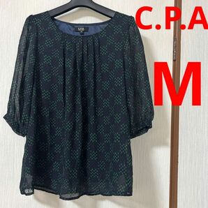 C.P.A ヤギ　ドット柄ブラウス　チュニック　トップス　M