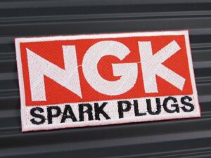 送料\84【NGK SPARK PLUGS】※《アイロン刺繍ワッペン・四角》　アメリカン雑貨　刺繍ワッペン　アイロンワッペン