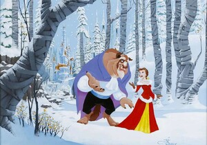 メリッサ・スーバー 　SNOW FALL　美女と野獣　ディズニー　キャンバス生地にプリント
