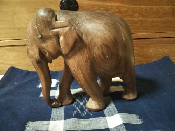 象の 置物 木彫りオブジェインテリア