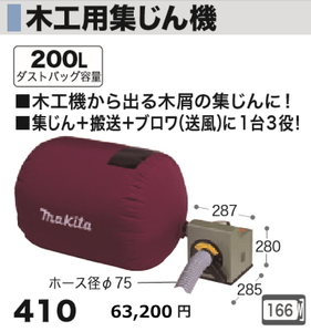  Makita for carpenter dust collector 410 new goods 