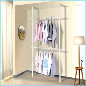  cheap 1392 hanger rack double .. trim stick 2 paul (pole) Western-style clothes rack white 