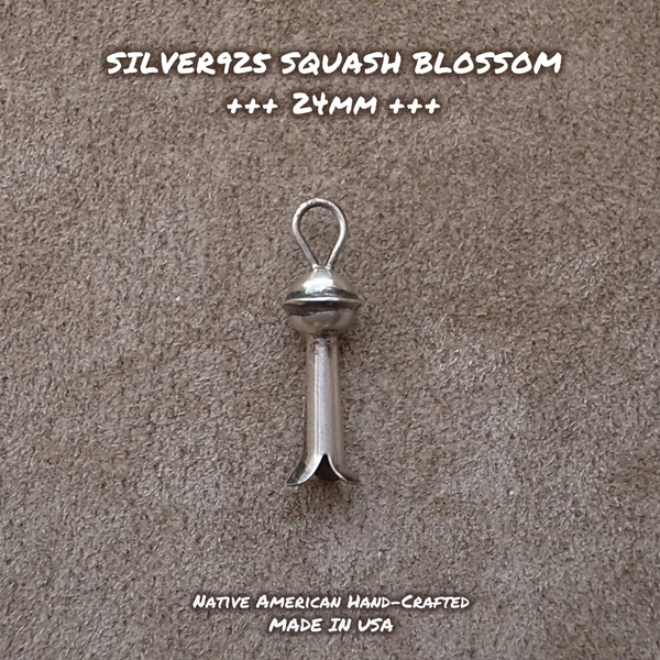 24mm SILVER925 SQUASH BLOSSOM- 1pcs. / 24mm シルバー925 スカッシュブロッサム- 2個セット MADE IN USA