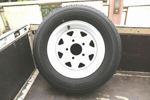 [ line ]12 -inch steel wheel + Toyo V-02e tire white paint wheel 5 hole PCD 114.3 offset +-0