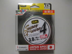 新品 デュエル DUEL スーパーエックスワイヤー4 Super X-wire4 3.0号 200m PEライン 中深海ジギング等に!!