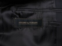 新品 STUDIO by DURBAN ダーバン Super100'S 艶感ウール100% ギャバジン ストライプ スーツBB4黒(98) 0400086 ラスト_画像5