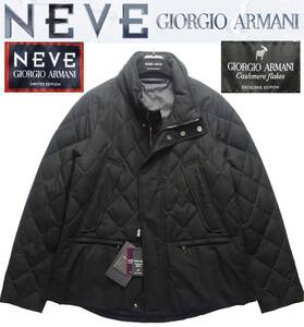 秋冬物1,048,000円新品GIORGIO ARMANI★普段使いできる超高級品NEVE耐候加工カシミアフランネル濃紺アウター【54＝日本XXL】