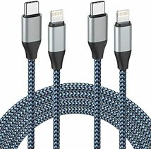 青黒 USB-C Lightning ケーブル 2本セット1.8MMFi認証PD対応タイプC ライトニングケーブル Type C iPhone充電ケーブル 急速充電 高耐久_画像1