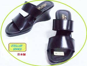 { new goods }*[STELLAR] original leather mules * Wedge *601/ black /L( approximately 24.0.) made in Japan 