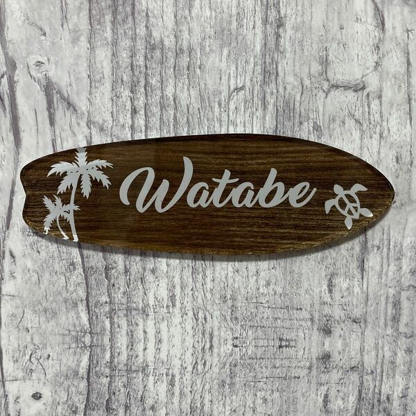 ハワイアン柄のアクリル表札　看板　ウェルカムボード