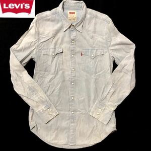 ラフに漢が着る！ Levi's S リーバイス シャンブレーシャツ ウエスタンシャツ シャツ メンズ used加工 ウォッシュ加工