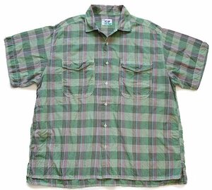 *80s Italy made benetton Benetton check short sleeves cotton shirt * Old Vintage euro Europe oversize big size 