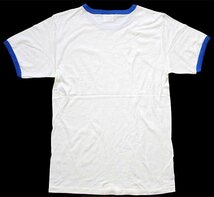 デッドストック★00s COMFORT COLORS 無地 コットン リンガーTシャツ 白×青 S★オールド ホワイト ブルー ユニセックス_画像4