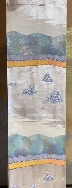 高級 帯 京都枯山水 正絹 金糸銀糸 刺繍