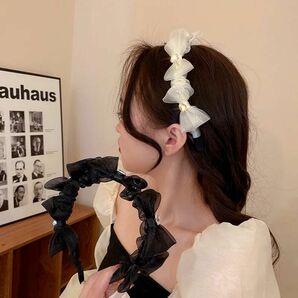 選べる　リボン　キラキラ　大粒　ストーン　シフォン　カチューシャ　ヘアアクセサリー　ヘアバンド　韓国　オルチャン　ヘアアクセ　1個