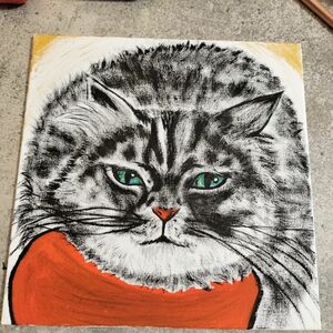 猫　ネコ　あご乗せ　イラスト　手描きイラスト　アナログ絵　墨絵　アート　作品　原画　1点物　アニマル　猫カフェ　インテリア　