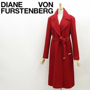 ◆DIANE von FURSTENBERG ダイアンフォンファステンバーグ MIKHAILA ウール ベルテッド コート 赤 レッド 4