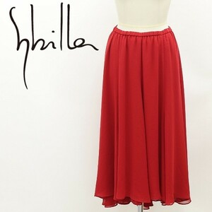◆Sybilla シビラ シフォン フレア ロング スカート 赤 レッド M
