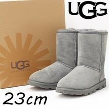 ◆UGG アグ 5835 W ESSENTIAL SHORT エッセンシャル ショート シープスキン ムートン ブーツ グレー 23cm_画像1