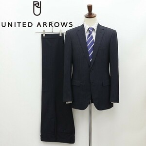 ◆Rhythm of Life UNITED ARROWS ユナイテッドアローズ ストライプ柄 2釦 スーツ セットアップ ダークネイビー 46